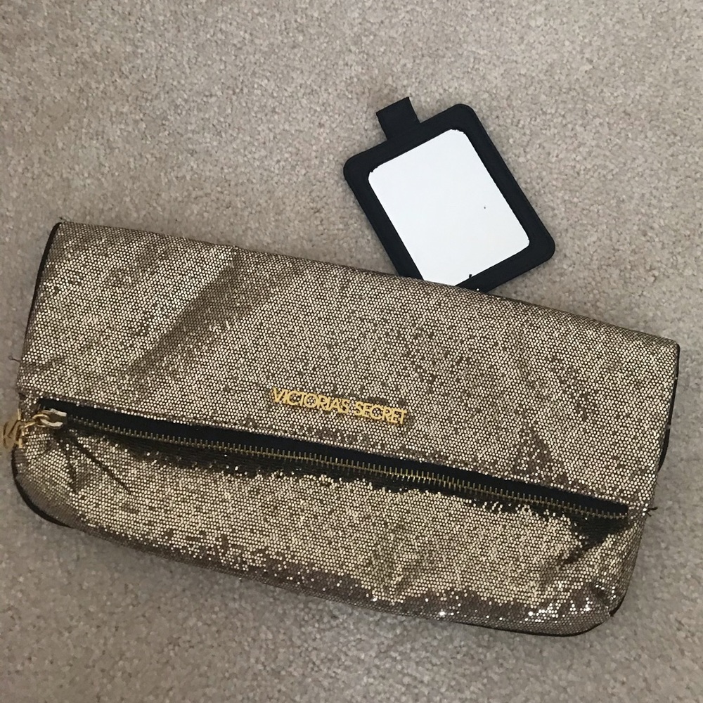 Victoria’s Secret glitter gold Foldover clutch